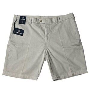 NWT Hart Schaffner Marx Mens Chino Shorts Flat Front SZ 42‎ Stretch Light Khaki